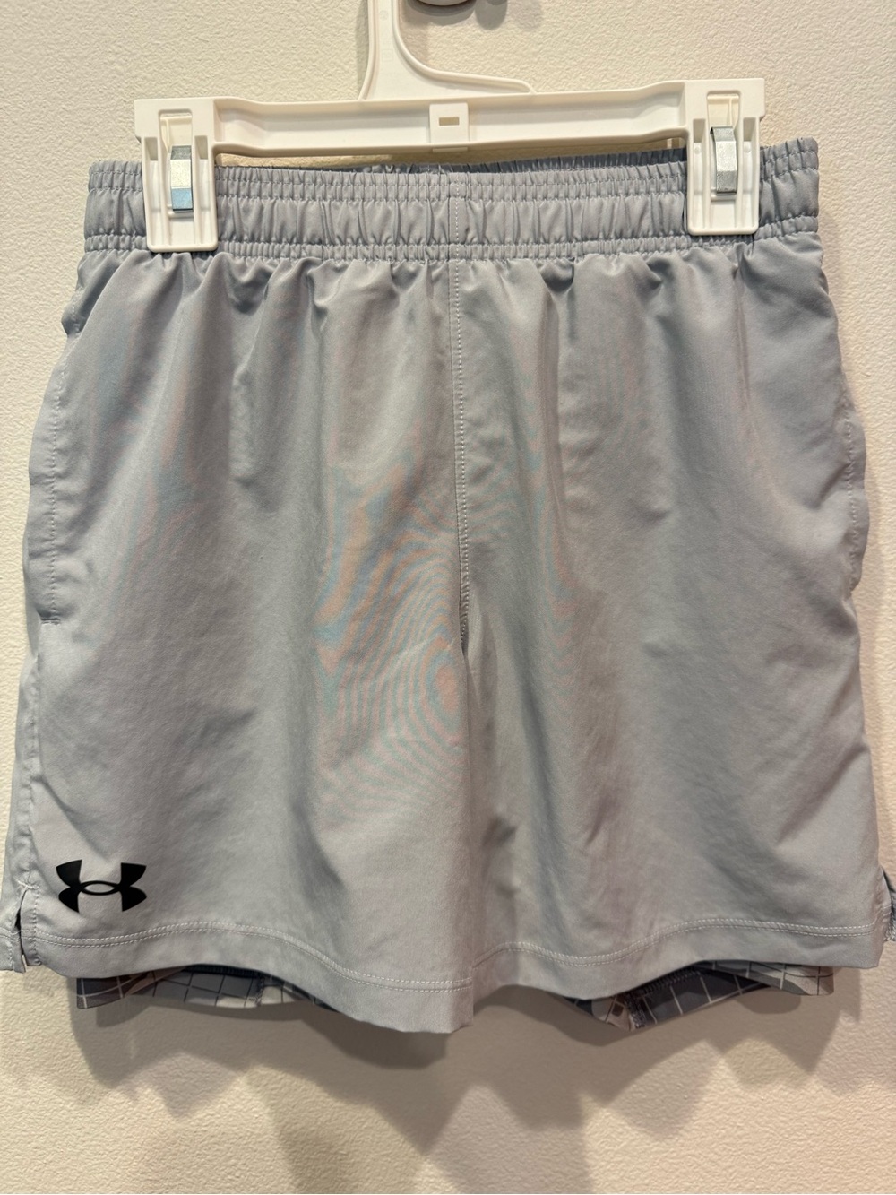 Under Armour Light Gray Kids Athletic Shorts with Built-In Liner